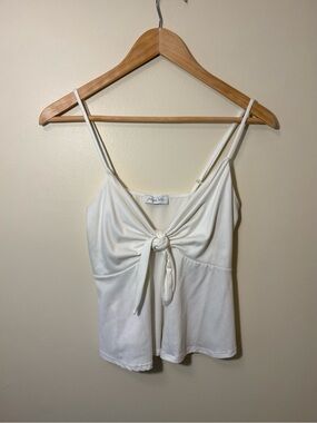 Juniper Blu Tie-Front White Spaghetti Strap Tank Top